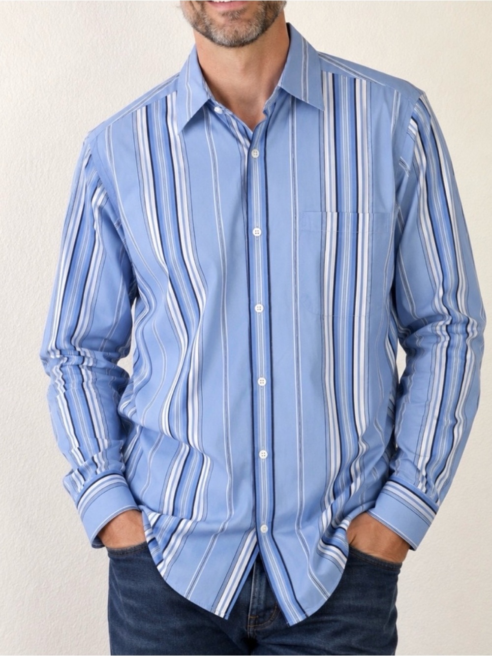 RALPH LAUREN Purple Label Men's Striped Button Down cotton Shirt Size Medium